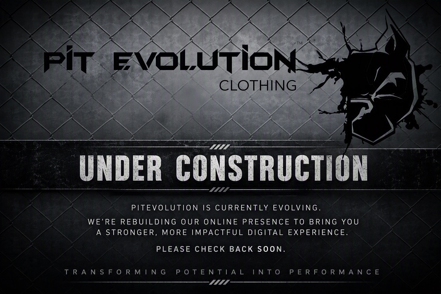 Pit Evolution Clothing website under construction